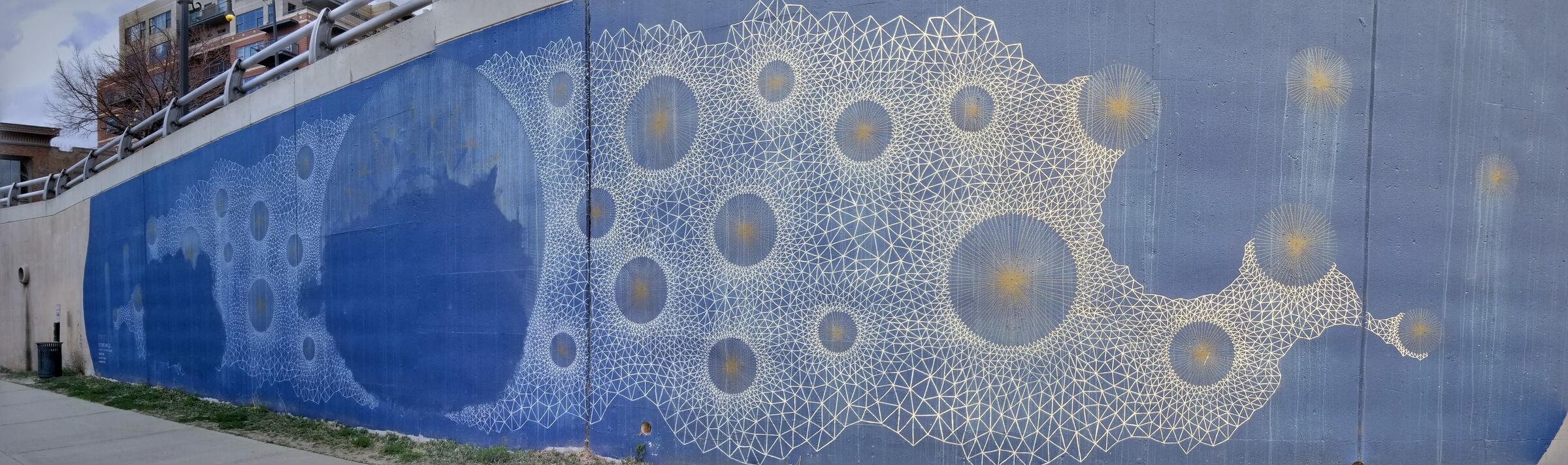 Line-art mural on Cherry Creek Trail in Denver, Colorado, USA